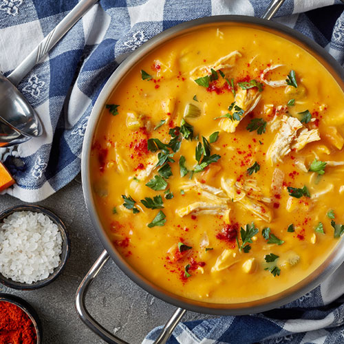 Crema de zapalllo y pollo