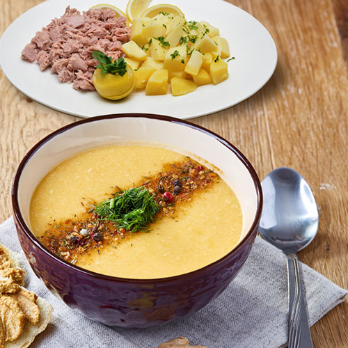 Crema de zapallo con Atún